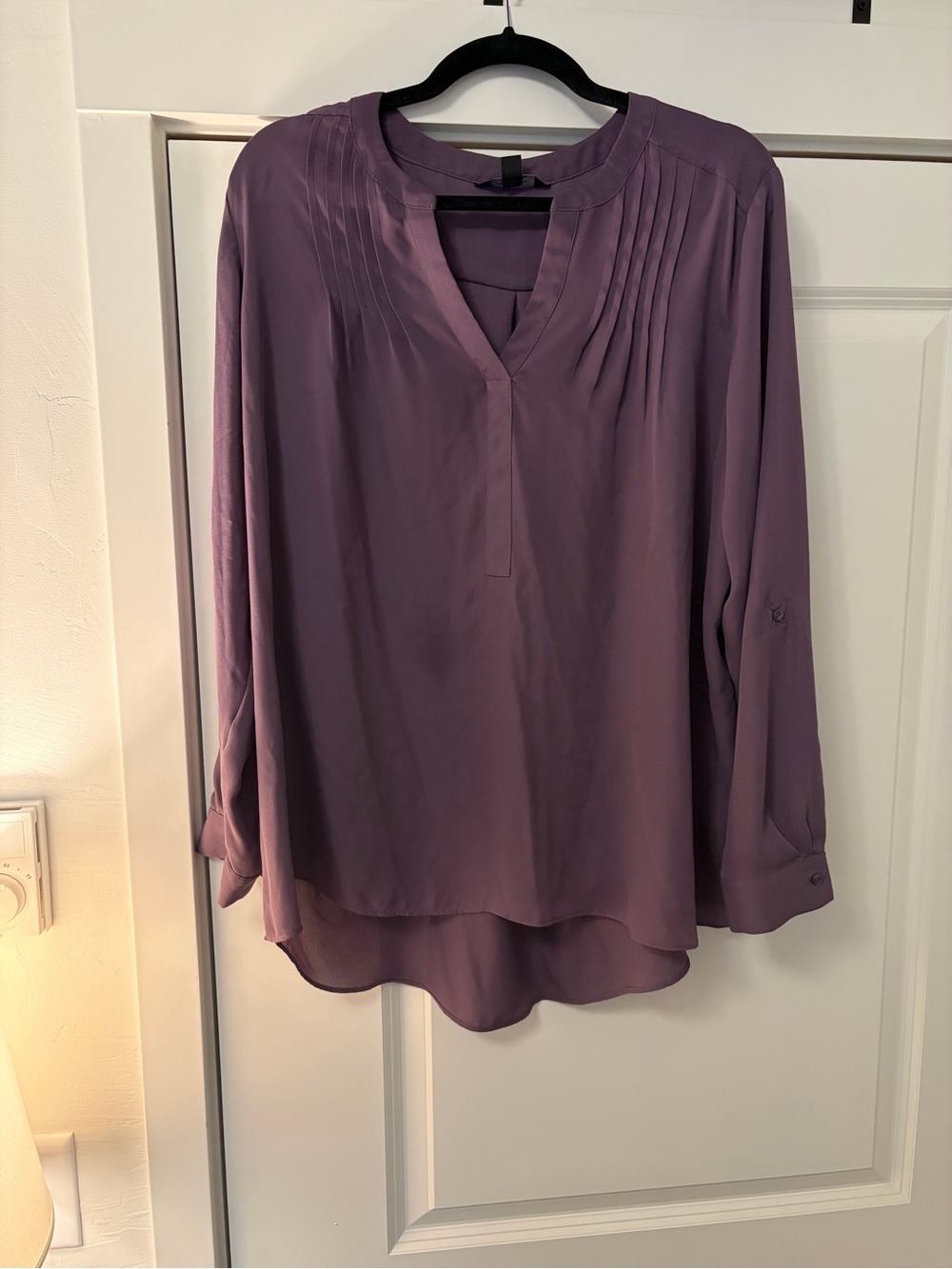 Simply Vera Vera Wang Plum Pintuck V-Neck Tunic